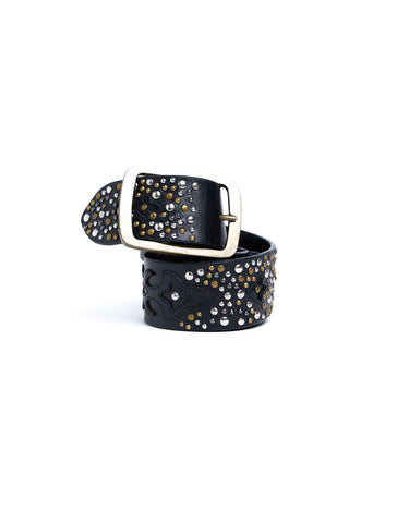 BLACK STUDS PATTERN BELT