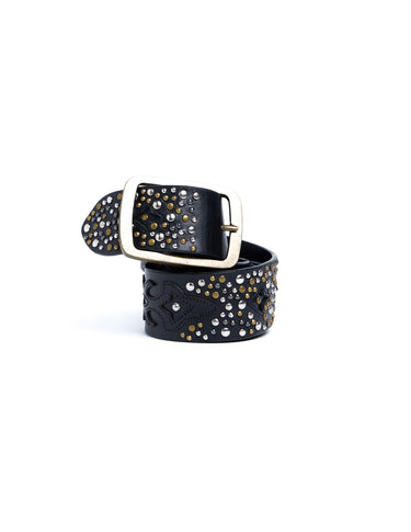 BLACK STUDS PATTERN BELT