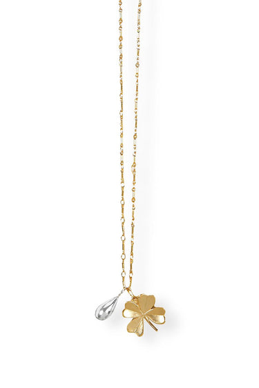 DROP CLOVER CHARM NECKLACE