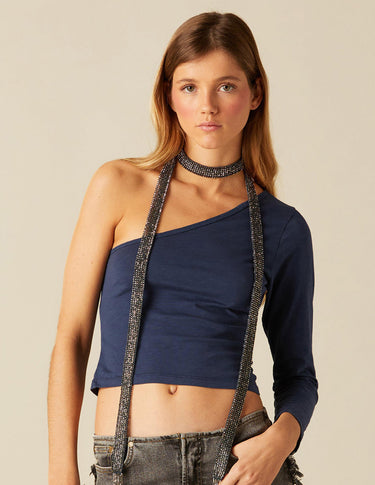 BLUE ASYMMETRIC T-SHIRT