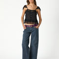 DENIM STUD BELT LOOP BLUE