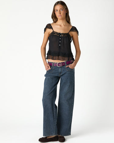 DENIM STUD BELT LOOP BLUE