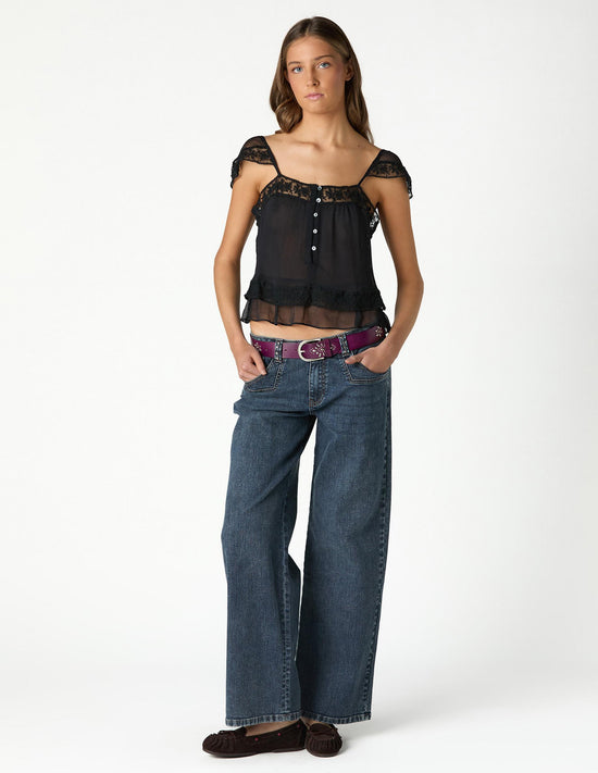 DENIM STUD BELT LOOP BLUE