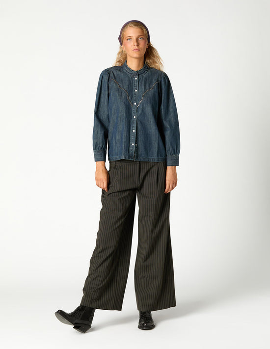 PANTALON PLIEGUE RAYA ANTRACITA