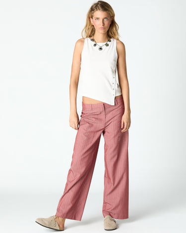 PANTALON RAYAS TACHAS ROJO