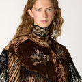 BROWN EMBROIDERED VELVET CAPE