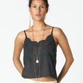 EMBROIDERED ANTHRACITE STRAP TOP