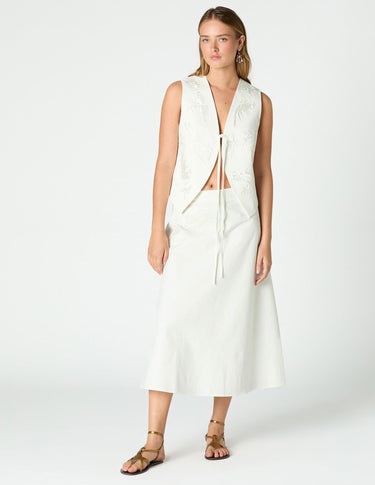 ECRU EMBROIDERED SKIRT
