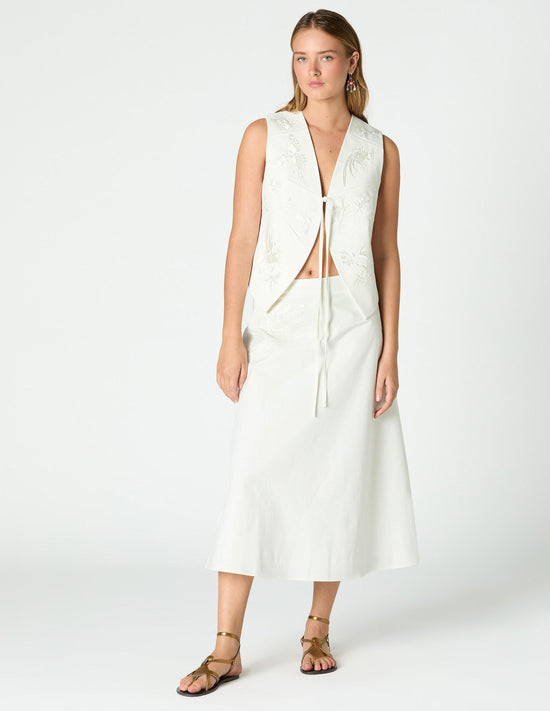 ECRU EMBROIDERED SKIRT