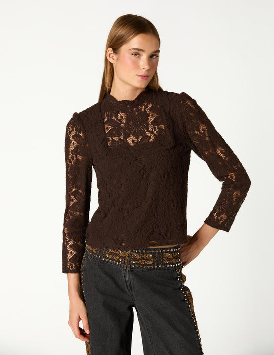 BROWN LACE SHIRT