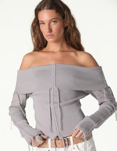 BRAIDED OFF-THE-SHOULDER SWEATER