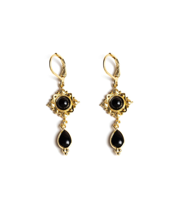 GOLD/BLACK SQUARE EARRING
