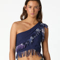 ASYMMETRICAL FRINGED TOP BIG BLUE