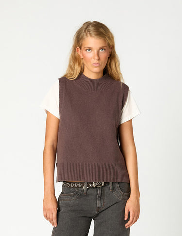 CHALECO CUELLO REDONDO CHOCOLATE