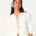 LACE-INSERT LONG SLEEVE SHIRT