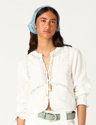LACE-INSERT LONG SLEEVE SHIRT