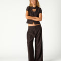 PANTALON PLIEGUE RAYA MARRON