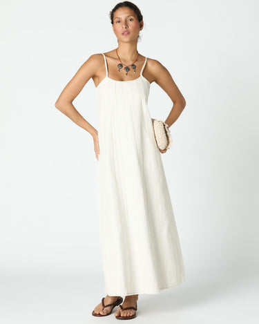 WHITE DENIM PANELLED DRESS