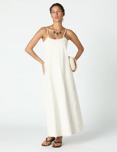 WHITE DENIM PANELLED DRESS