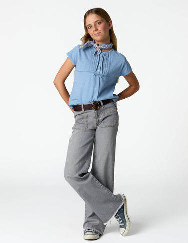 Gray denim pocket trousers