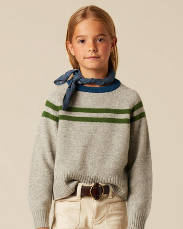 GRAY DOUBLE-STRIPE SWEATER
