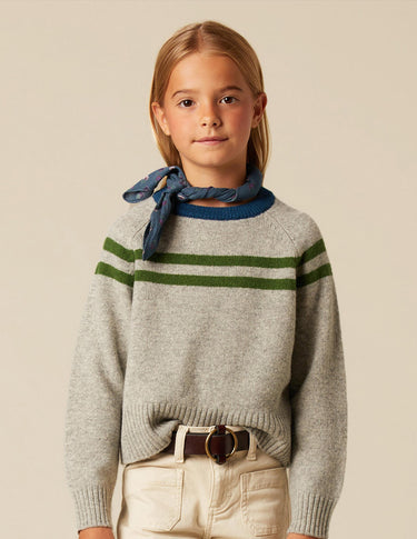 GRAY DOUBLE-STRIPE SWEATER