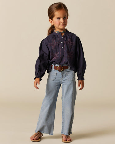 PANTALÓN BOLSILLOS VAQUERO RAYA AZUL
