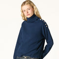 MIDNIGHT BUTTON TURTLENECK SWEATER