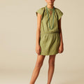GATHERED DRESS BUTI GREEN LEAF
