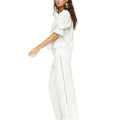 White studded yoke trousers