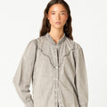 LIGHT GREY DENIM SHIRT WITH STUDS