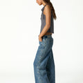 BLUE PANTS WITH SIDE BUTTONS