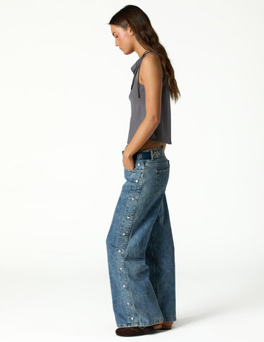 BLUE PANTS WITH SIDE BUTTONS