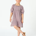PUFF SLEEVE PIN TUCK OVERCAST DRESS
