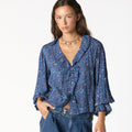 CAMISA VOLANTE JARETAS NIGHT GARDEN BLUE