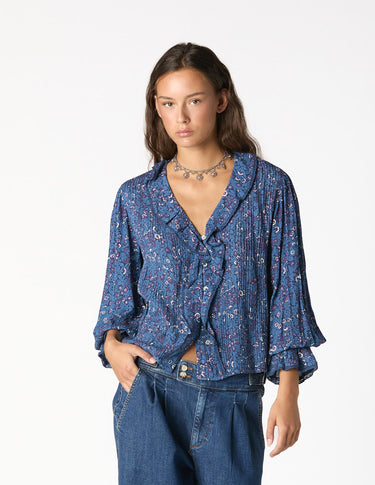 CAMISA VOLANTE JARETAS NIGHT GARDEN BLUE