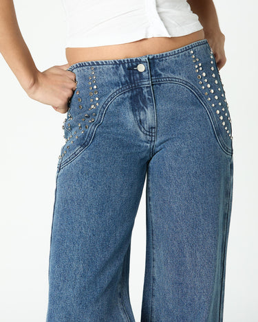 BLUE PAISLEY DENIM JEANS