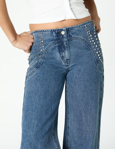 BLUE PAISLEY DENIM JEANS
