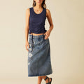 BLUE STUDDED DENIM SKIRT