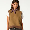 CHALECO PUNTO MIX MARRON