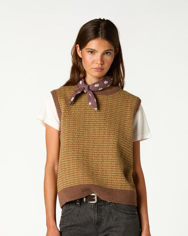 CHALECO PUNTO MIX MARRON