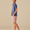 RED STRIPED CARGO SHORTS