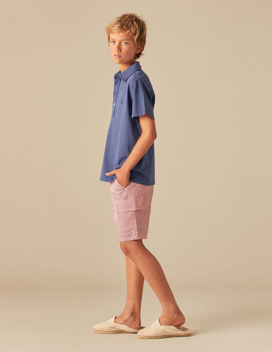 RED STRIPED CARGO SHORTS