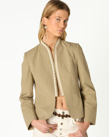 STRIPED LACE KHAKI BLAZER