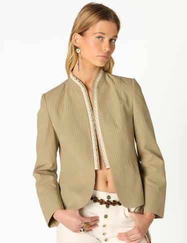 STRIPED LACE KHAKI BLAZER