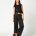PANTALON CINTURILLA BOTONES RAYA ANTRACITA