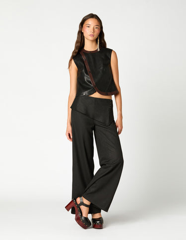 PANTALON CINTURILLA BOTONES RAYA ANTRACITA