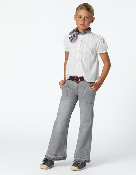 Pantalón wide leg vaquero gris claro
