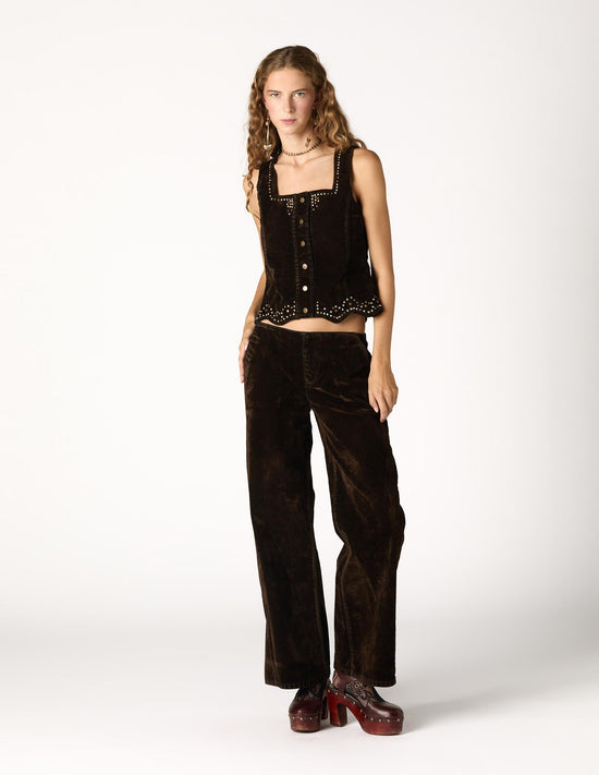 BROWN FLOCK TROUSERS