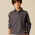 BLUE POLO SHIRT BROWN STRIPE